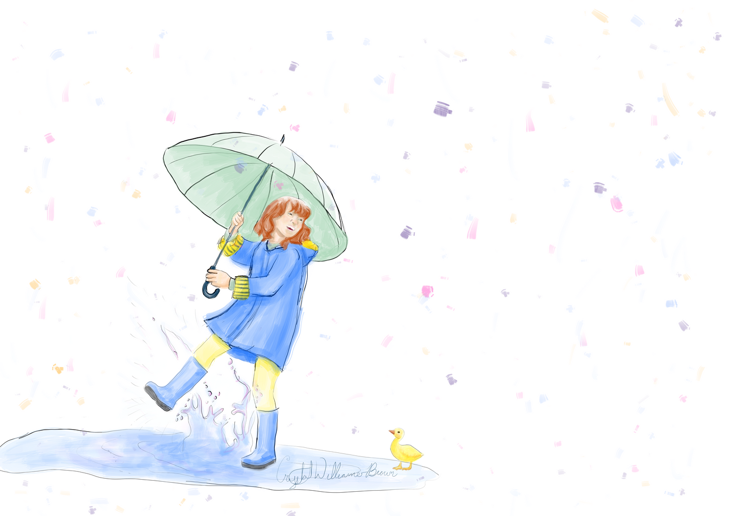 Little ones play in the rain