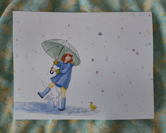 Little ones play in the rain