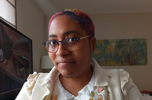 photo of me on my birthday 2023 with rainbow hair