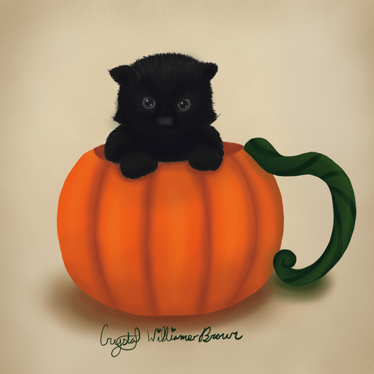 Black Cat In A Pumpkin Mug